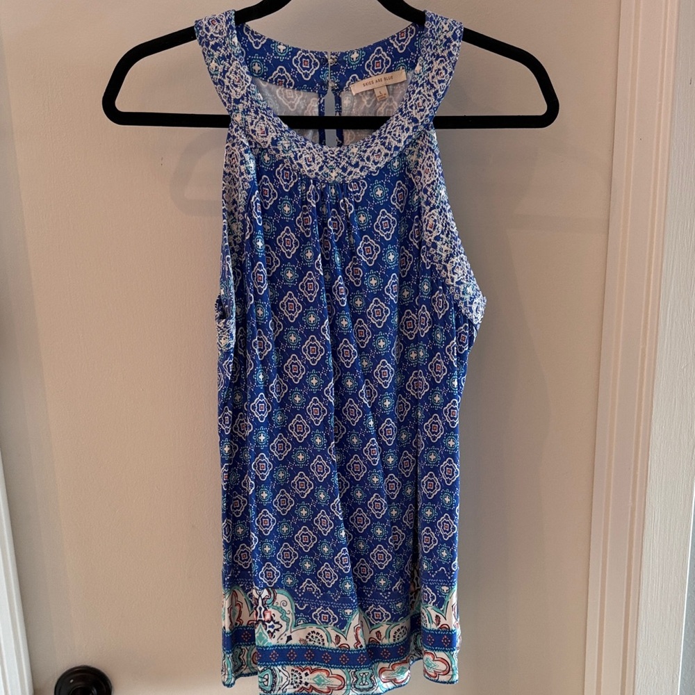 Skies Are Blue Geometric Print Halter Top